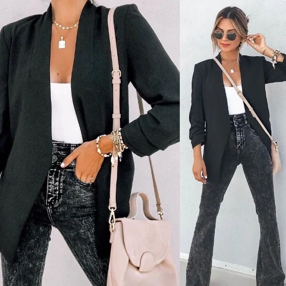 Black blazer women suit formal jacket